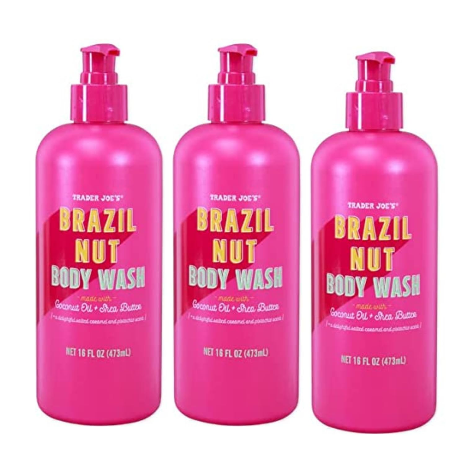 Trader Joe's Brazil Nut Body Wash - Limited Edition, 16 fl oz (3-Pack) | Moisturizing & Nourishing for Dry Skin - Perfect for Shower & Bath Relaxation