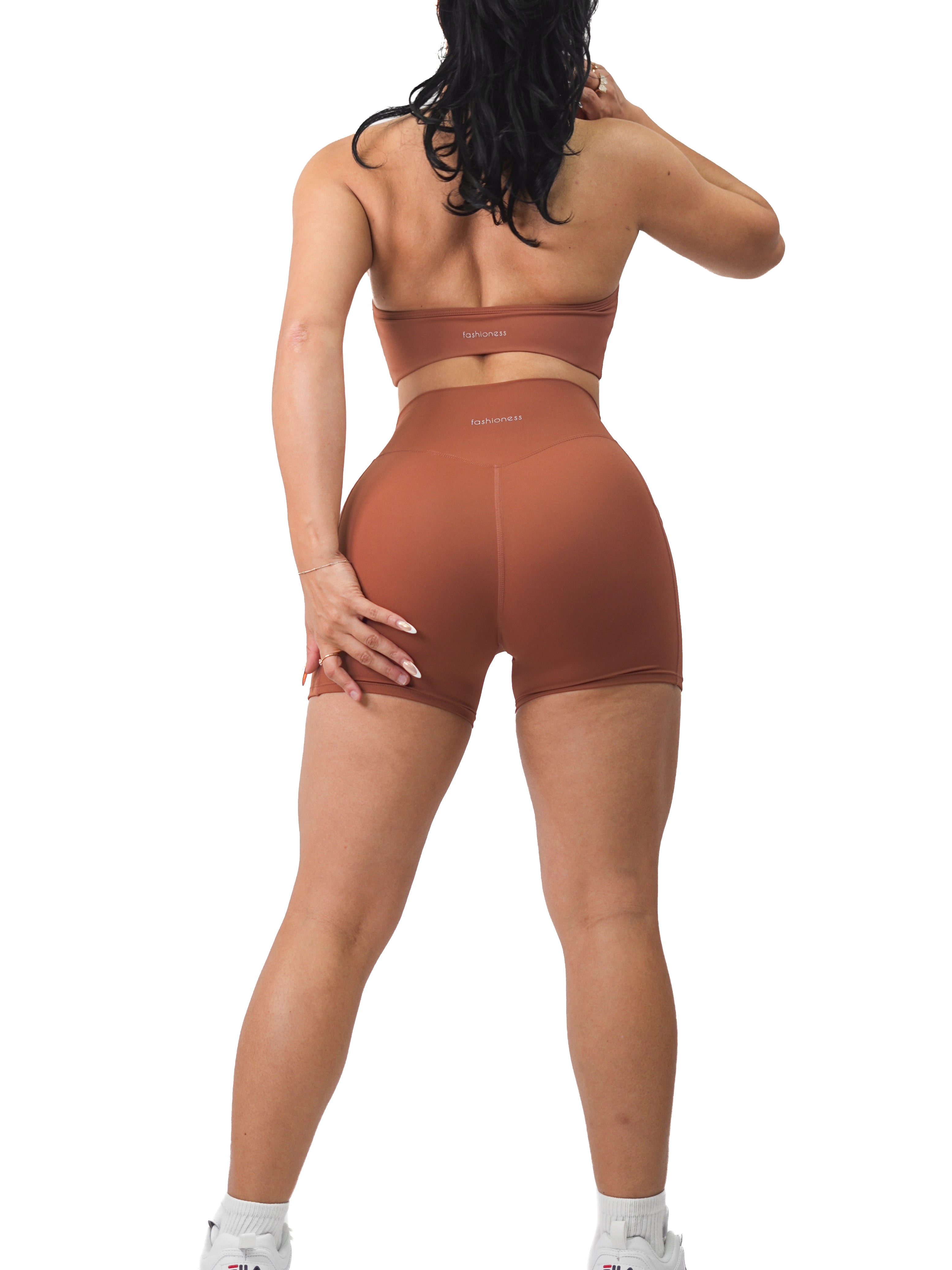 Sexy High Waisted Pocket Twist Booty Shorts for Women - Auburn - Perfect for Gym, Yoga, Beach & Summer Outfits
