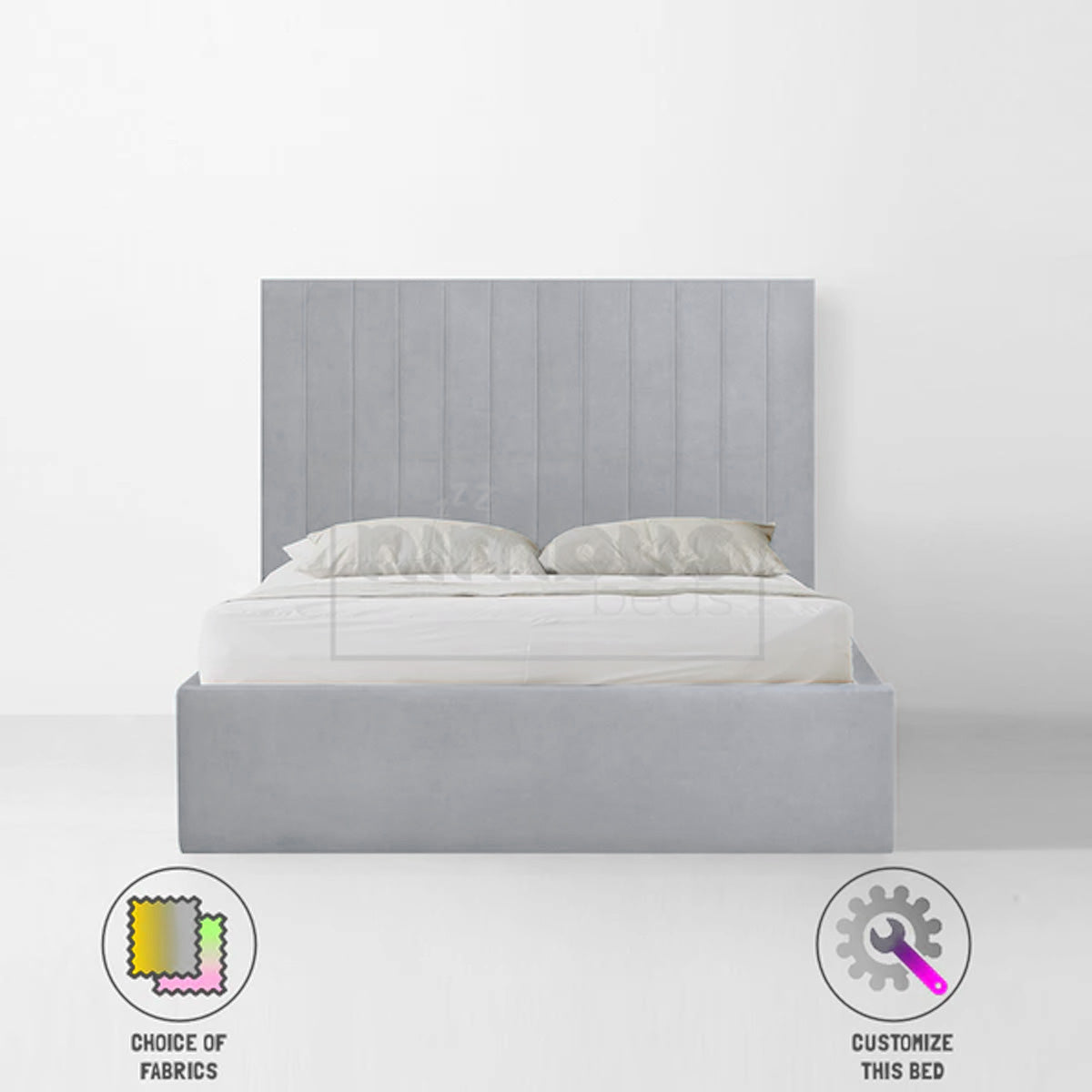 Sturdy Metal Vertical Bed Frame with Headboard - Queen Size Platform Bed for Small Spaces, Modern Bedroom Furniture - Perfect for Apartments, Dorms & Guest Rooms