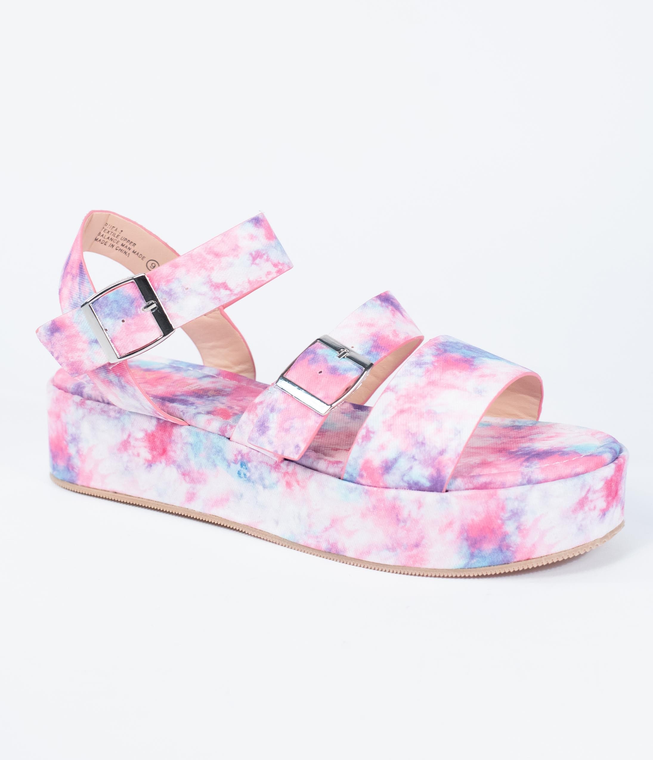 Vibrant Pink & Purple Tie Dye Platform Sandals for Women - Comfortable Summer Beach Slides with Thick Sole - Perfect for Pool Parties, Music Festivals & Boho Outfits