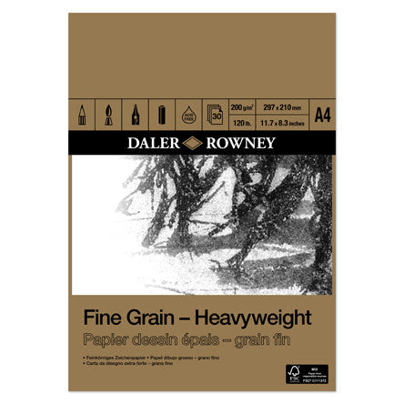 Daler Rowney Fine Grain Heavyweight Sketch Pad A4 - Premium Drawing Paper for Artists, Sketching, Watercolor & Mixed Media - Perfect for Studio, Classroom & Outdoor Art Projects