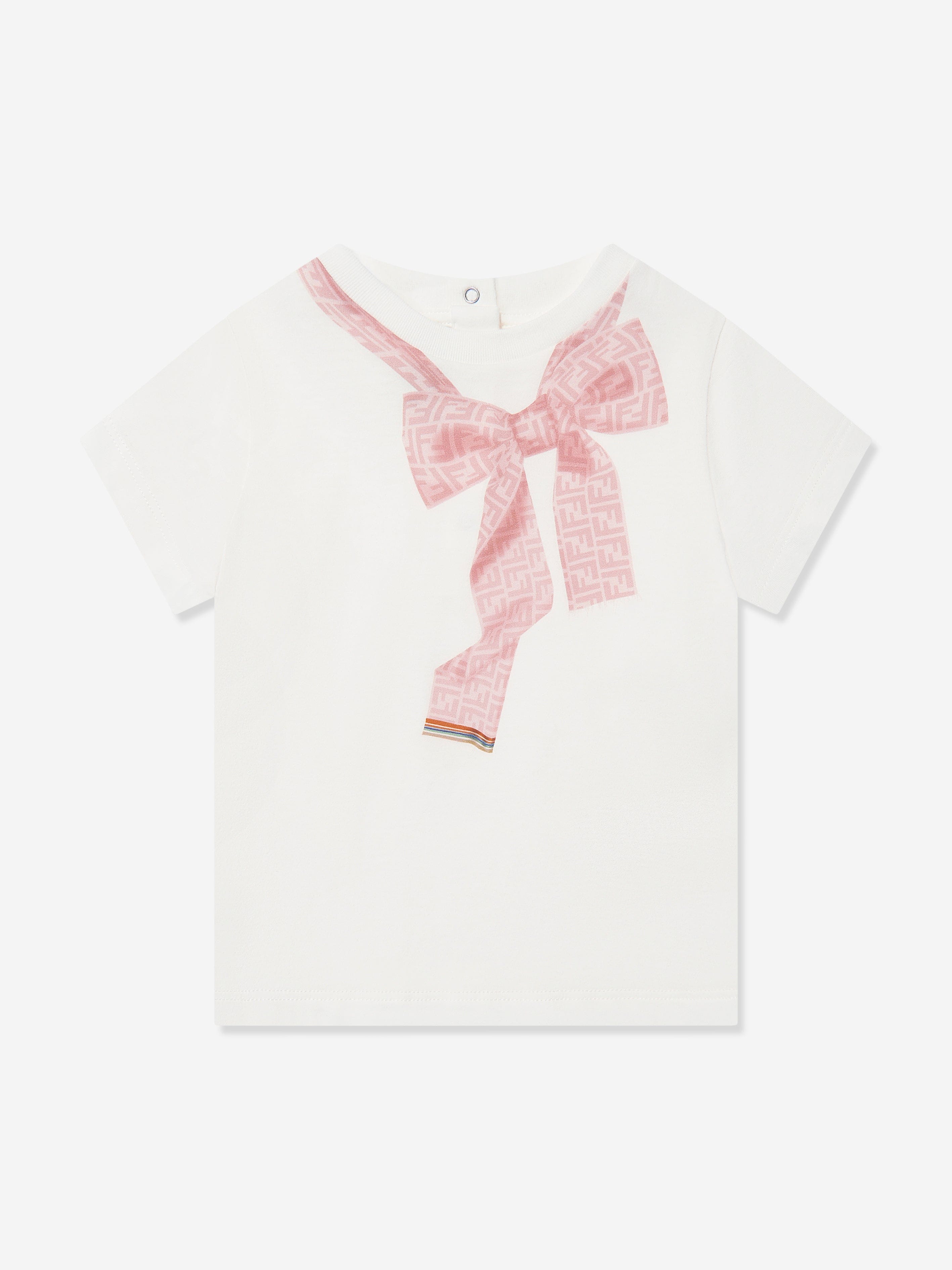 Baby Girls' White Trompe l'oeil Bow Print T-Shirt - Cute Casual Top for Playdates & Family Photos
