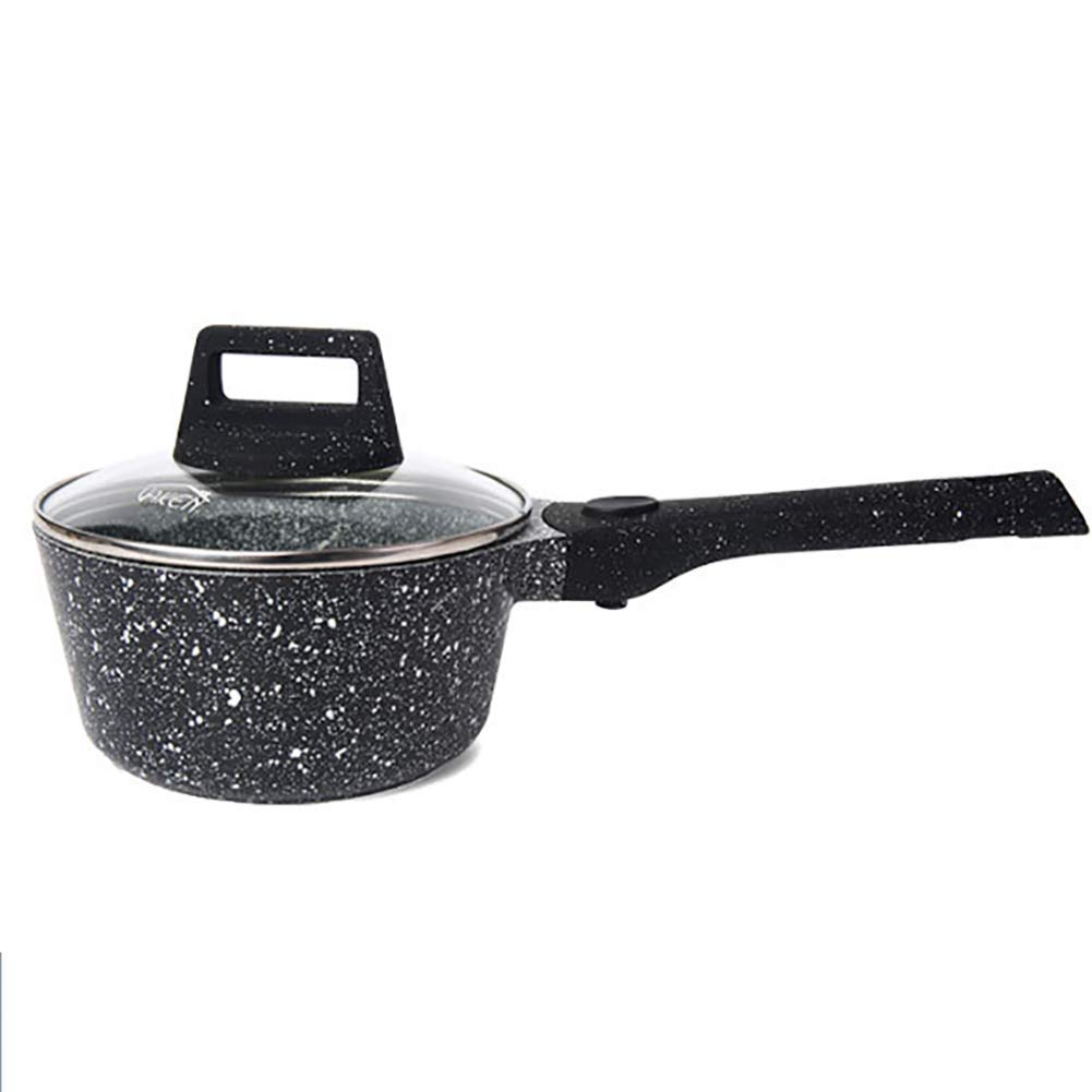 XJZKA Nonstick Aluminum Milk Pan with Lid - Induction, Gas & Electric Stove Compatible, Dishwasher Safe Saucepan for Cooking Milk, Soup & Sauces - Perfect for Home Kitchen, Camping & RV Use (Gray)
