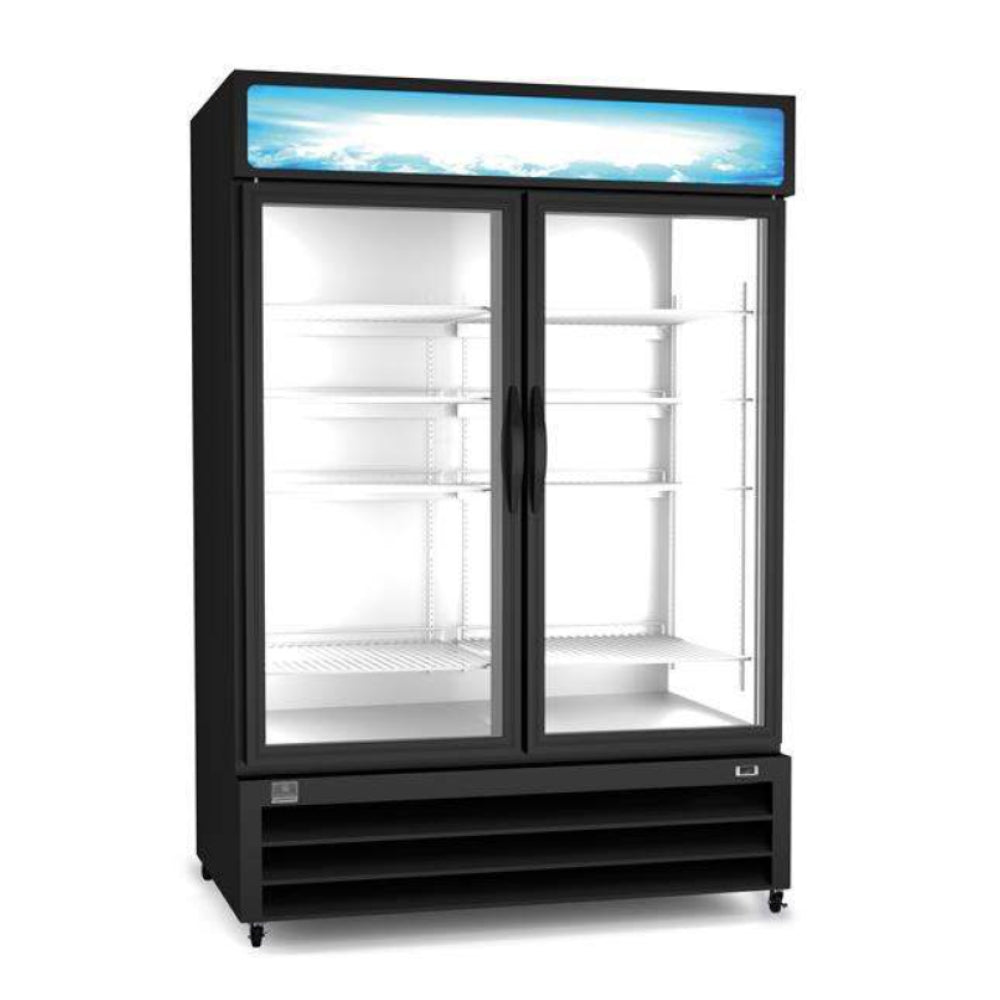 Kelvinator 54 Inch Commercial Reach-In Freezer with 2 Glass Doors - Black - Ideal for Restaurants, Grocery Stores & Commercial Kitchens