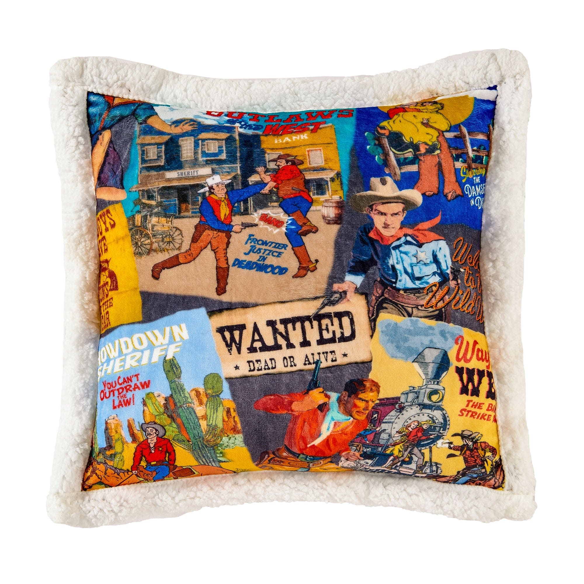 Bandits & Heroes Campfire Sherpa Pillow - Soft Flannel & Fleece Travel Pillow for Camping, Road Trips & Home Decor - Cozy Outdoor Accessory for Cabin, RV & Living Room