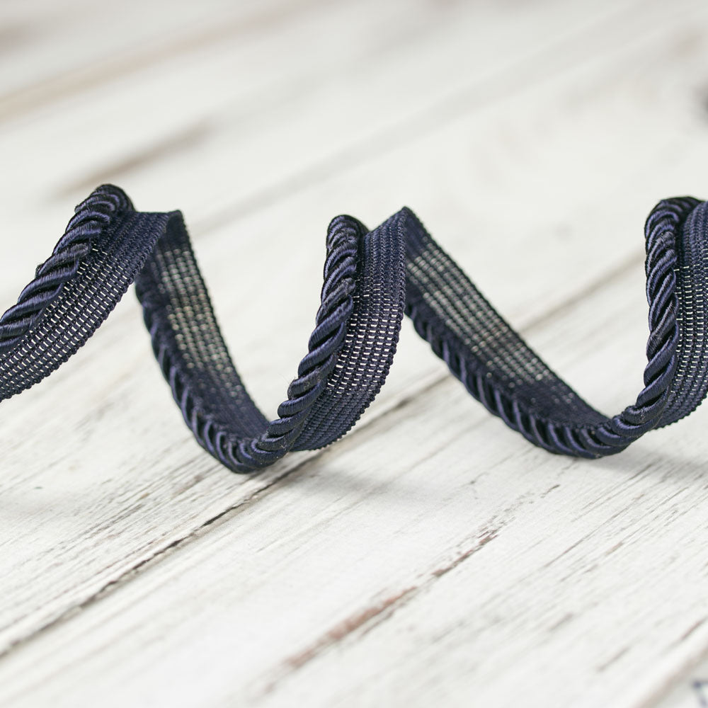 4mm Medium Twisted Cord with Lip - Dark Navy Blue Rope for DIY Crafts, Jewelry Making & Home Decor Projects