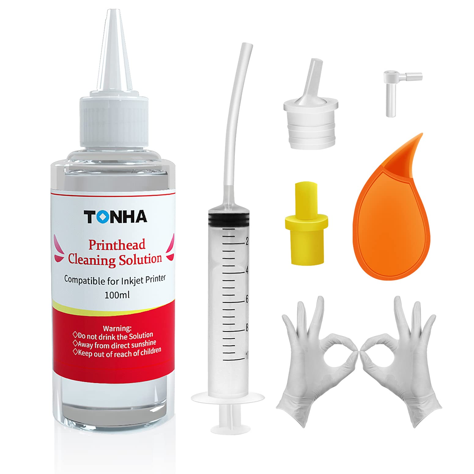 Tonha Printhead Cleaning Kit - 100ML Printer Cleaning Solution for Canon, Brother, Epson, HP 8600/5520/4620/6520/6600/6700/6968/6978/8610/922/Pro100/MX922 - Perfect for Inkjet Printer Maintenance & Deep Cleaning