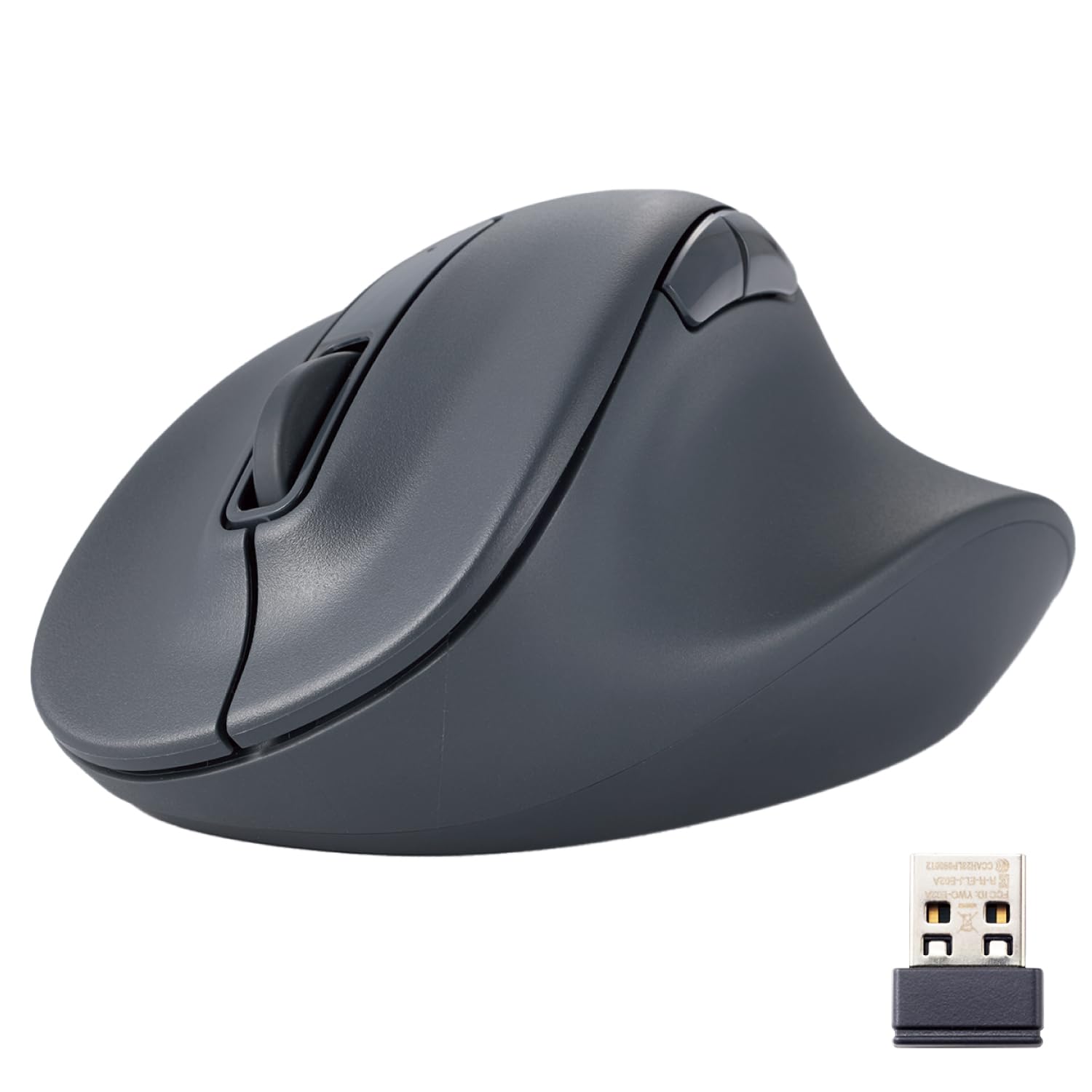 ELECOM Wireless Ergonomic Mouse - 2.4GHz USB Receiver, Silent Click, 2000DPI, 5 Buttons, Optical Sensor for PC, Mac, Laptop (Black) | Comfortable Office Work, Gaming & Home Computing