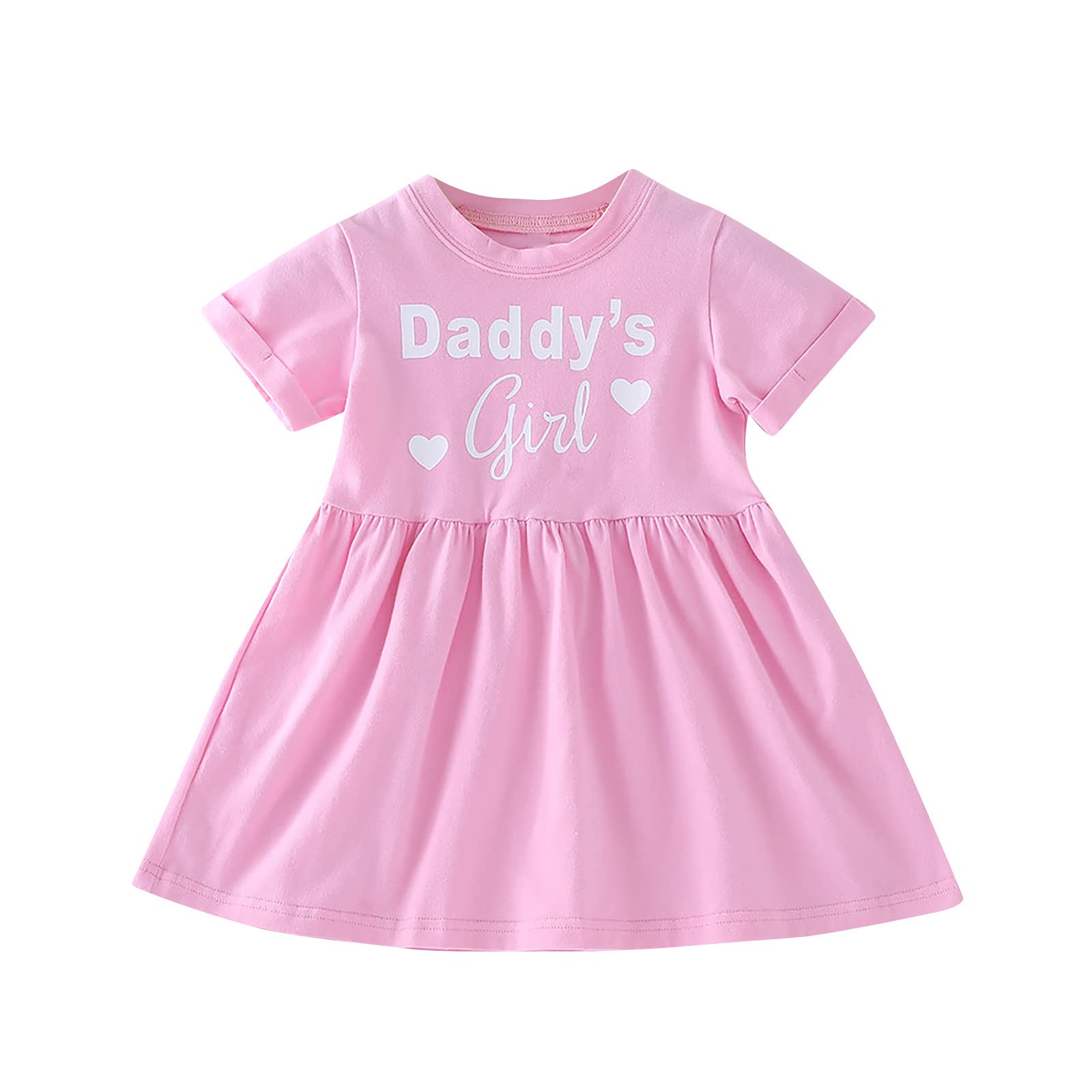 Toddler Girls Summer Dress - Cotton Short Sleeve A-Line Skirt with 'Daddy's Girl' Print | Cute & Comfortable Baby Girl Outfit for Playdates, Beach Trips & Family Photos