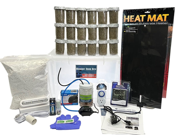 Premium Midwest Grow Kits Mega Mushroom Growing Kit with Incubator - Organic Mushroom Cultivation Supplies for Homegrown Oyster, Shiitake & More - Perfect for Indoor Gardening & Gourmet Cooking
