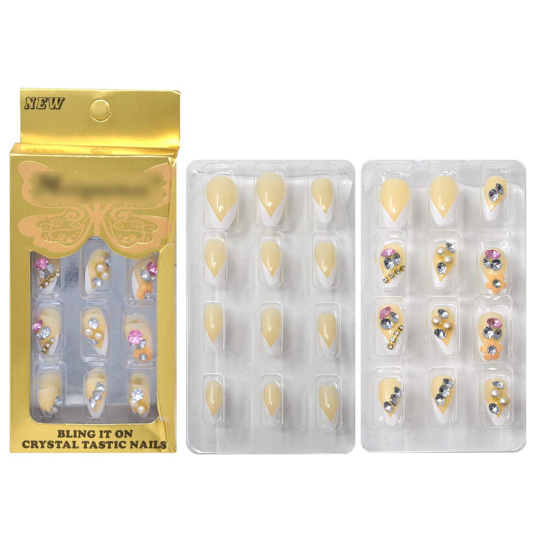 Adbeni Long Artificial Reusable Fake Nails with Free Glue - Professional Acrylic Nails for Salon Quality Manicure at Home | Perfect for Parties, Weddings & Special Occasions