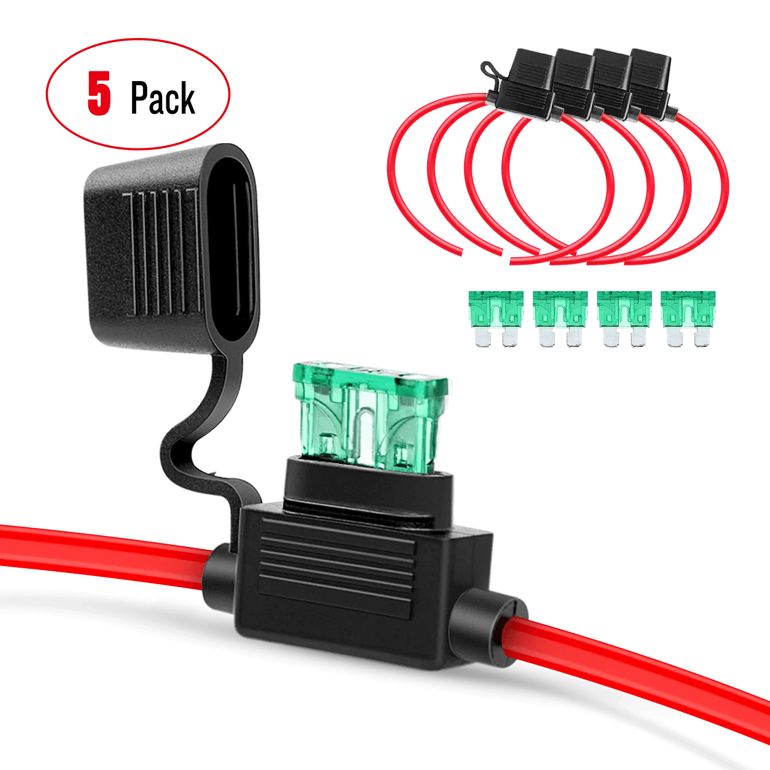 5Pcs 12AWG Inline Wiring Harness ATC/ATO Automotive Fuse Holder - Perfect for Car, Boat & RV Electrical Systems