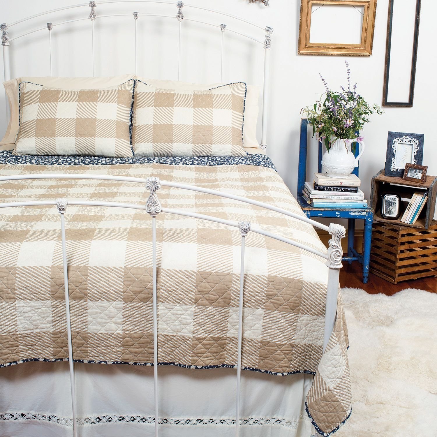 Reversible 100% Cotton Quilt Set - Queen Size Saugatuck Pattern | Soft & Breathable Bedding for All Seasons | Perfect for Master Bedroom, Guest Room & Cozy Home Decor