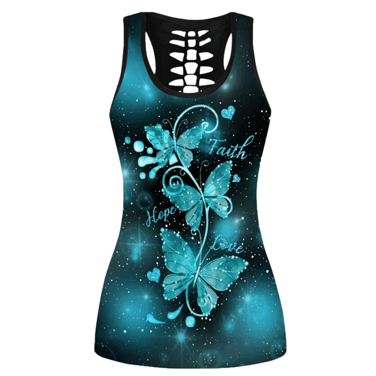 Women's Butterfly Print Tank Top - Loose Fit Casual Summer Tops for Women | Perfect for Beach, Yoga & Everyday Wear