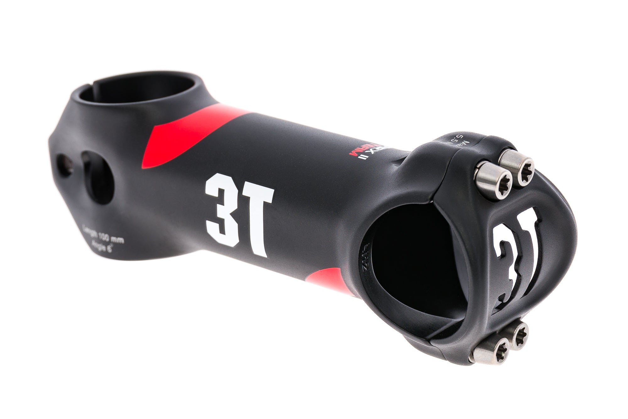 3T ARX II Team Aluminum Stem - 31.8mm Clamp, 100mm Length, 6 Degree Angle - Black/Red Color - Perfect for Road Bikes, MTB & Gravel Cycling