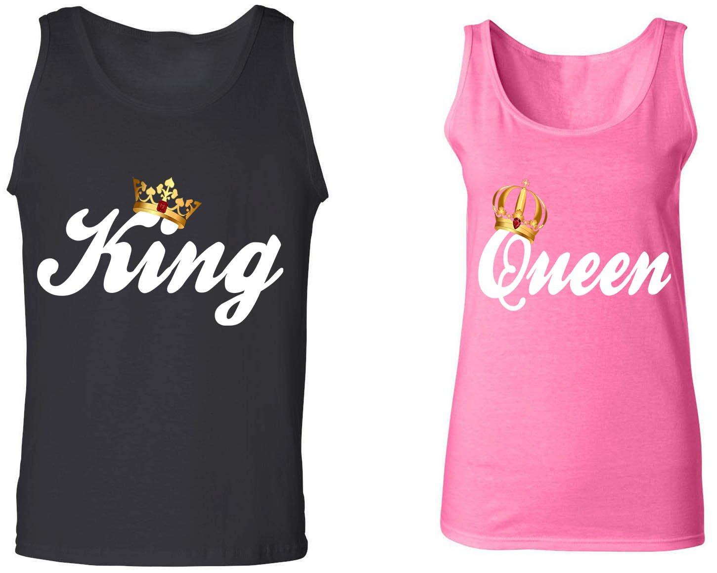 King & Queen Matching Couple Tank Tops for Him and Her - Summer Beachwear, Date Night Outfits, Romantic Couple Gifts