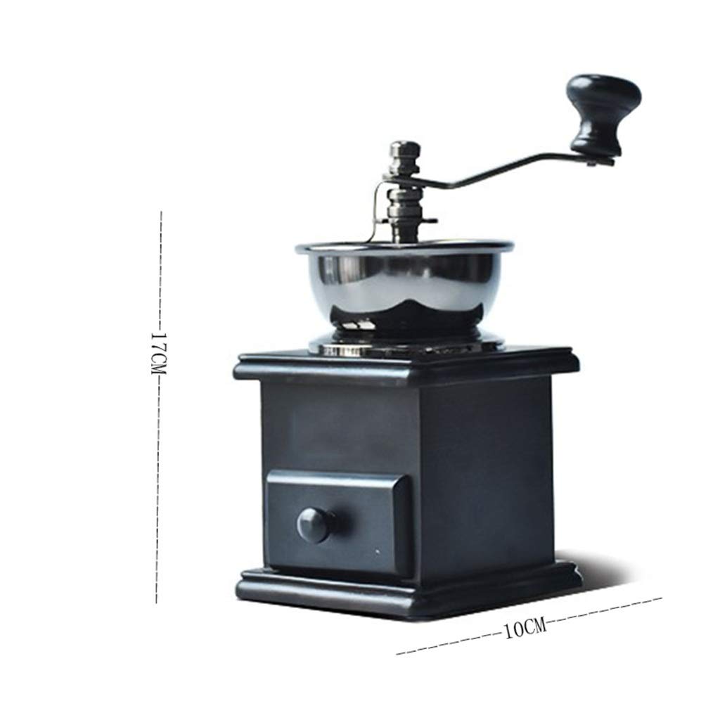 Vintage Style Manual Coffee Grinder - Adjustable Wooden Hand Crank Mill with Coarse to Fine Grind Settings - Perfect for French Press, Pour Over & Espresso at Home or Camping