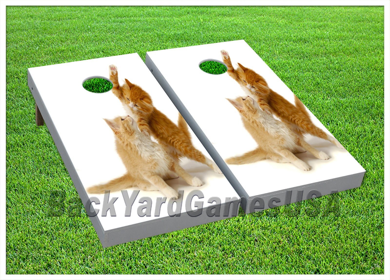 Premium Cornhole Bean Bag Toss Game Set with 8 Bags & 2 Boards - Cute Kitten & Cat Design for Adults & Kids - Perfect for Backyard Parties, Tailgating, and Outdoor Family Fun