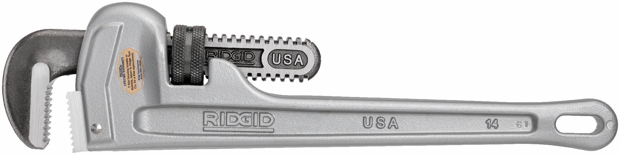 Ridgid 14-Inch Aluminum Straight Pipe Wrench 31095 - Heavy-Duty Plumbing Tool for Pipe Fitting, HVAC & Mechanical Repairs