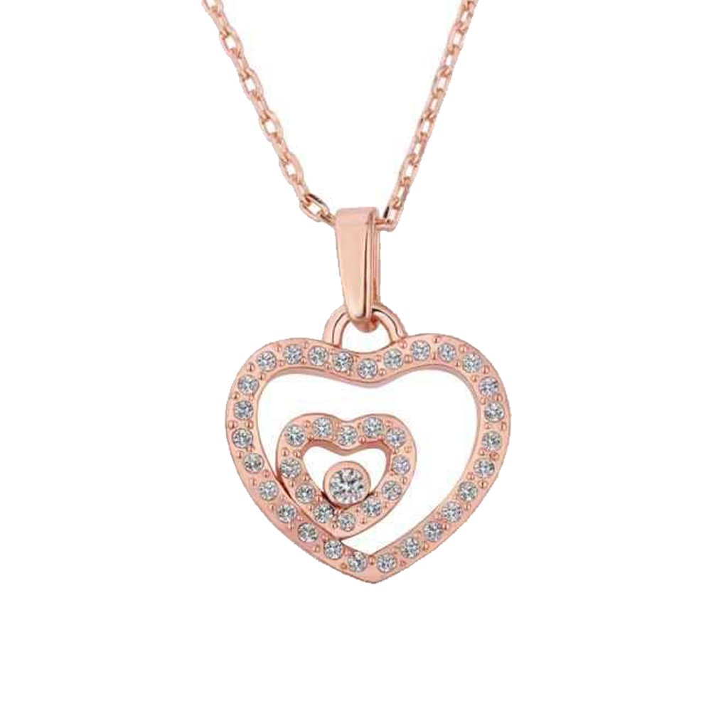 Elegant Pop Fashion Heart Pendant Necklace for Women - 18K Gold Plated Rose Gold or Silver Double Heart Charm Necklace | Perfect for Valentine's Day, Anniversary Gifts & Special Occasions