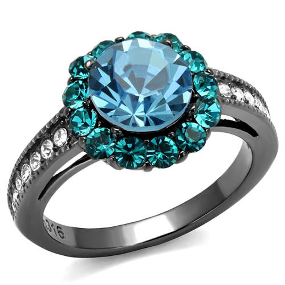 Marimor Black Stainless Steel 3.22ct Crystal Engagement Ring for Women