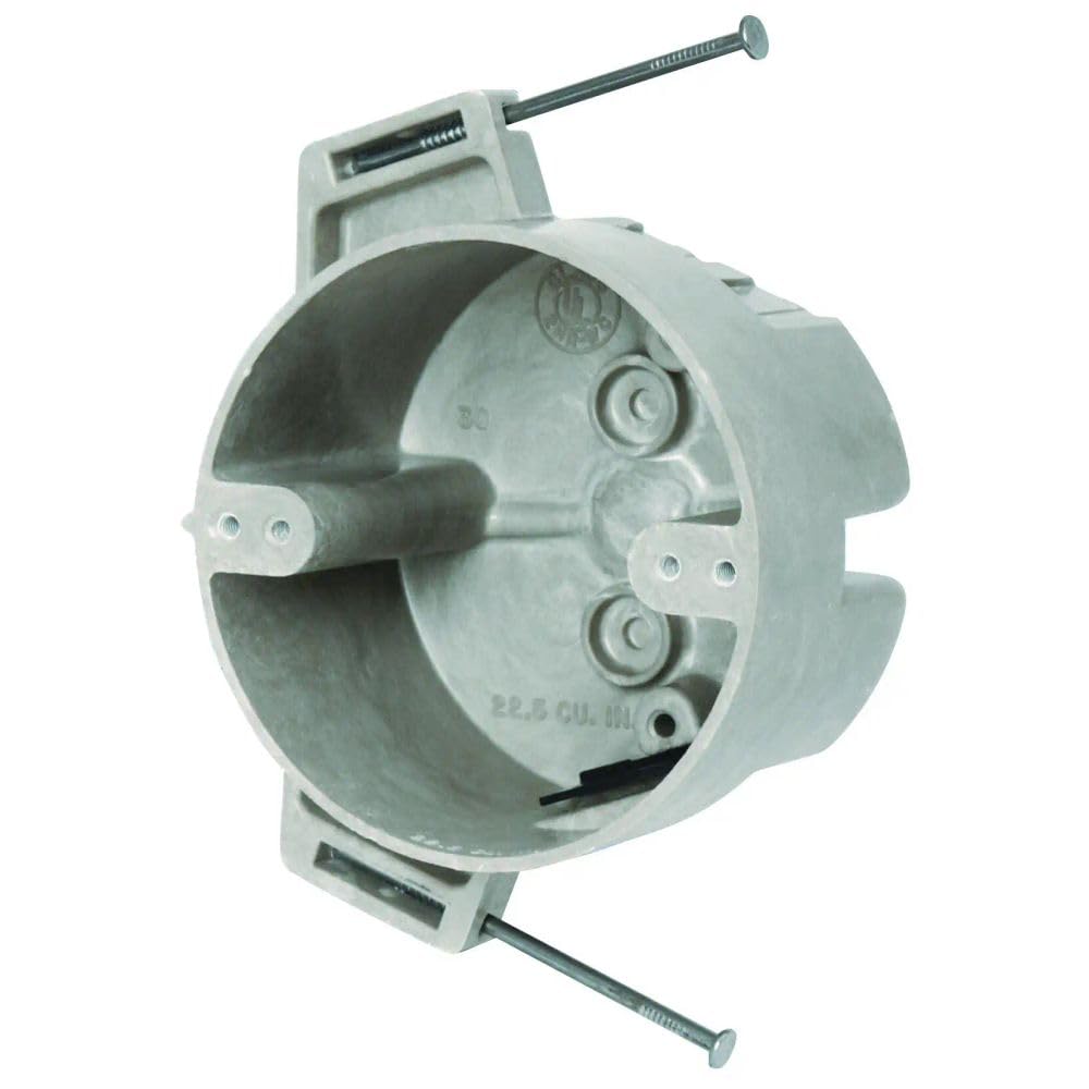 Allied Moulded 9351-NK Ceiling Electrical Box - Durable Round Metal Junction Box for Secure Wiring Installation in Homes & Commercial Buildings