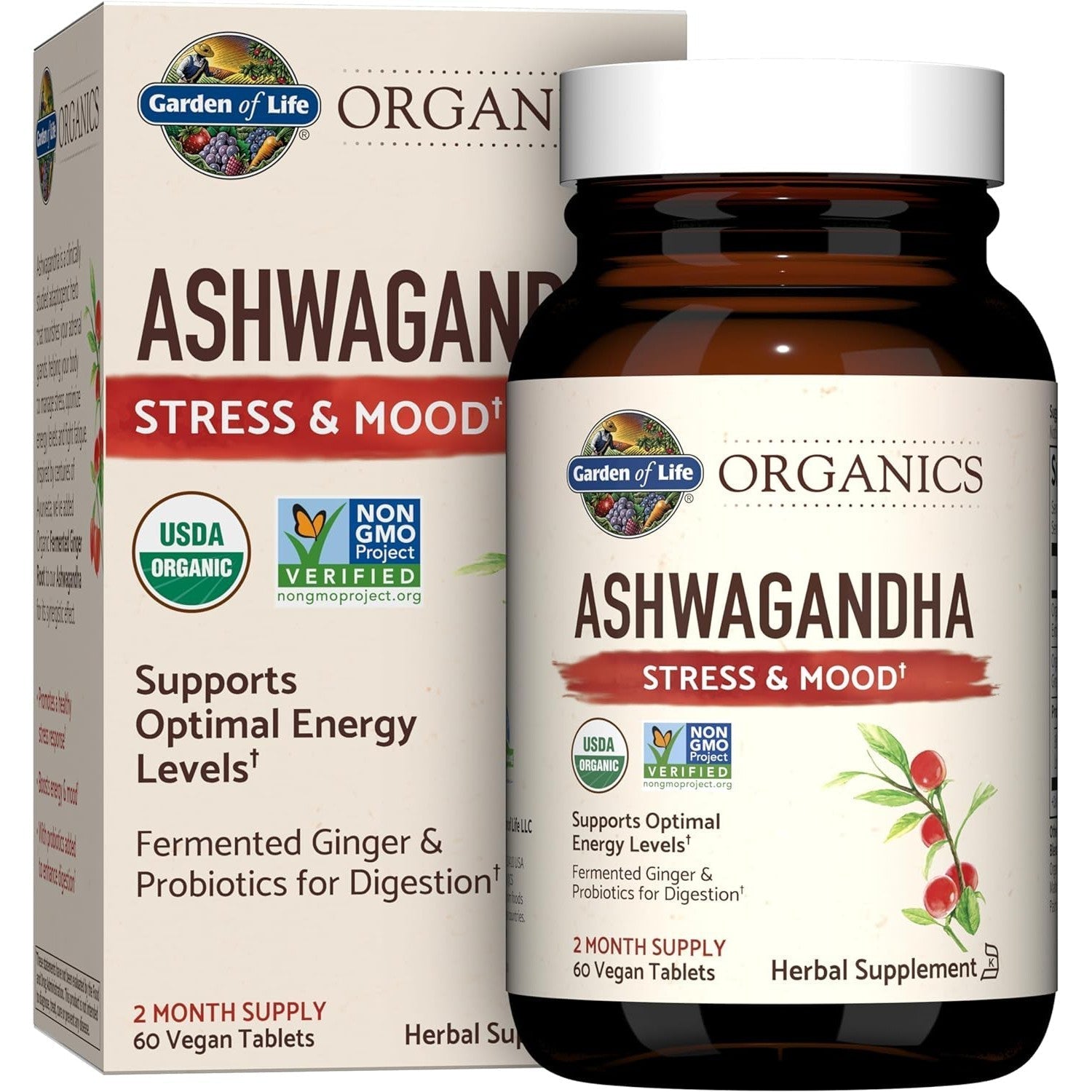 Organic Ashwagandha Supplement by Garden of Life - Stress Relief & Immune Support - Vegan, Non-GMO, Gluten-Free - Perfect for Daily Wellness & Relaxation