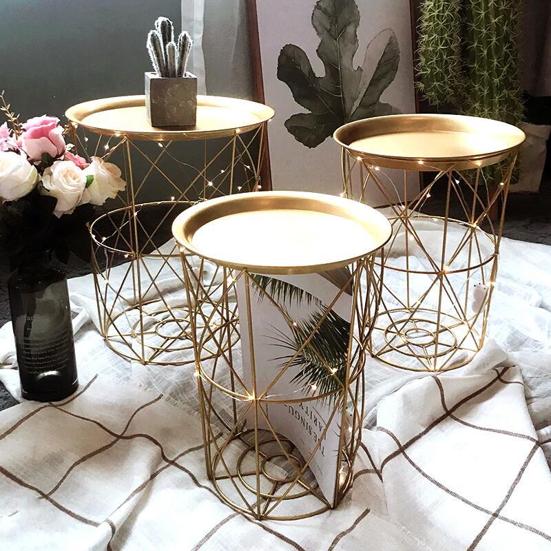 LUIS Quirky Versatile Gold Metal Frame Side Table - Stylish End Table for Living Room, Bedroom, or Office Decor
