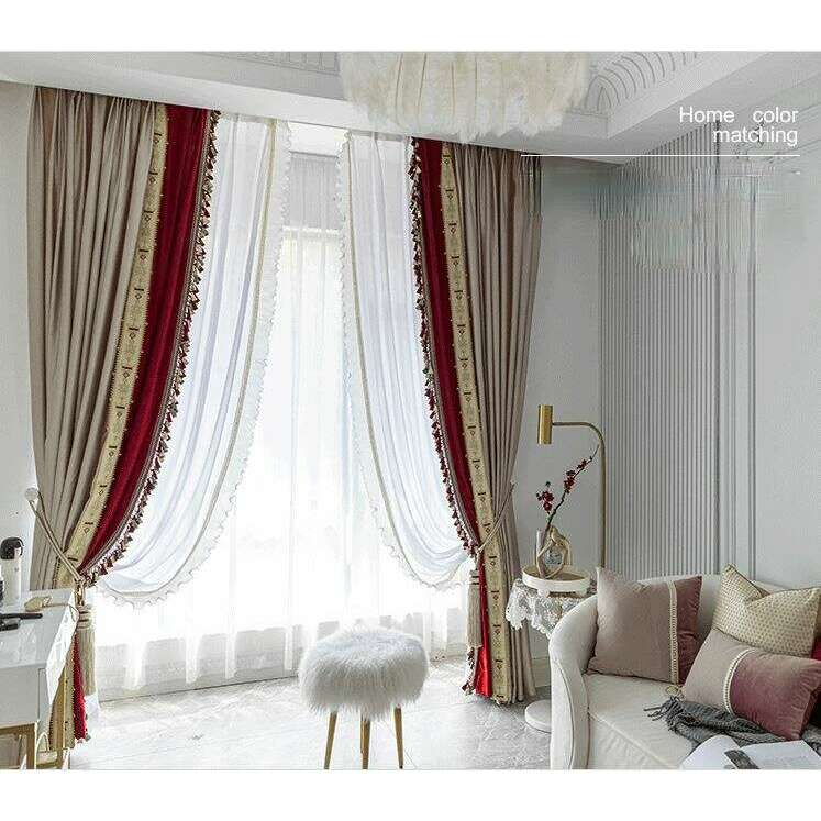 Ethan European Style Luxury Satin Curtains - Soft Beige & Blush Pink Window Drapes for Living Room & Bedroom Elegant Decor