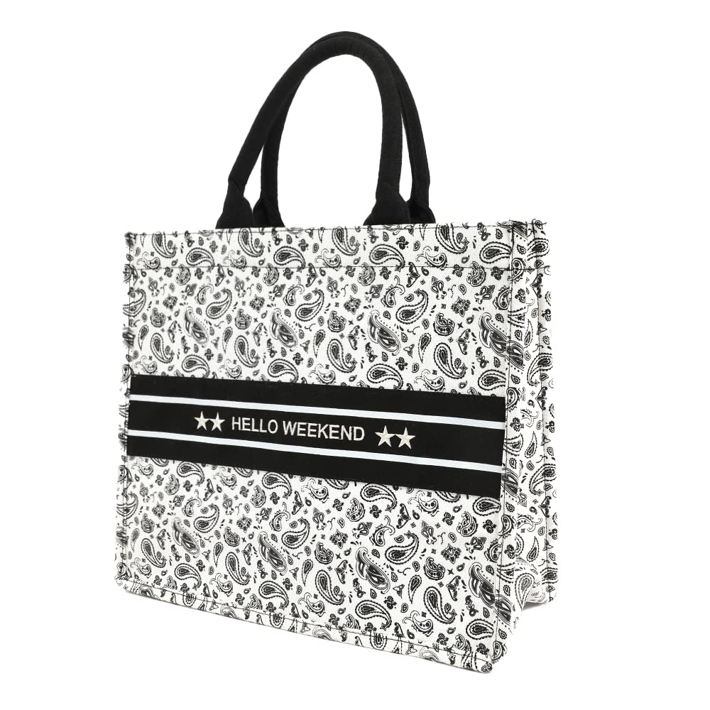 Stylish Large Tote Bag for Women - Embroidered Weekender Handbag with Spacious Compartment | Perfect for Travel, Work, Beach & Shopping