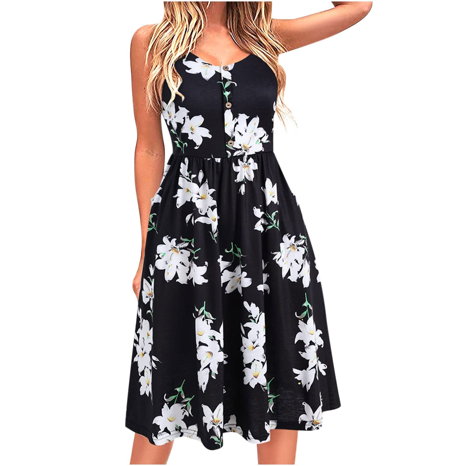 Women's Floral Summer Sundress - Casual Boho Tank Top Dress for Beach, Party & Vacation - Sexy & Flattering Outfit for Outdoor Events & Date Nights