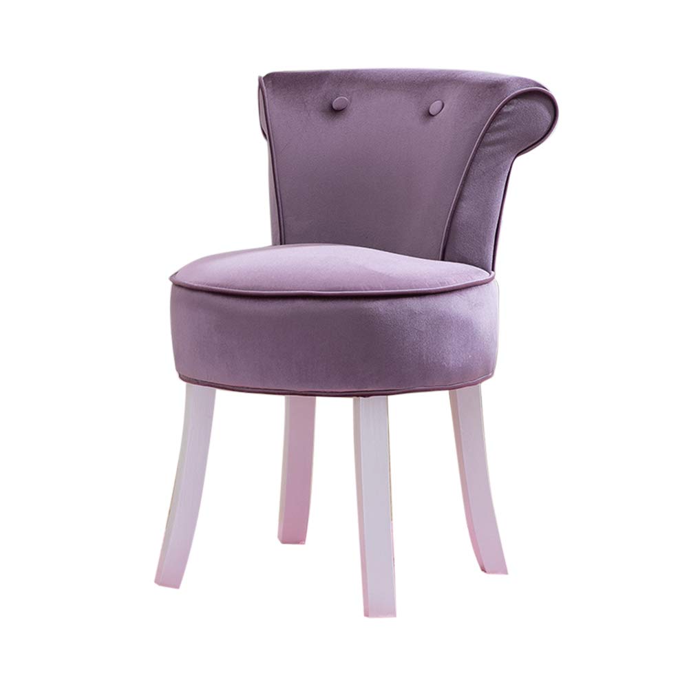 ZYIFAN High Back Velvet Vanity Bench Chair - Padded Makeup Stool with Solid Wood Legs, Baroque Style Dressing Room Seat for Bedroom, Boudoir & Lounge Decor