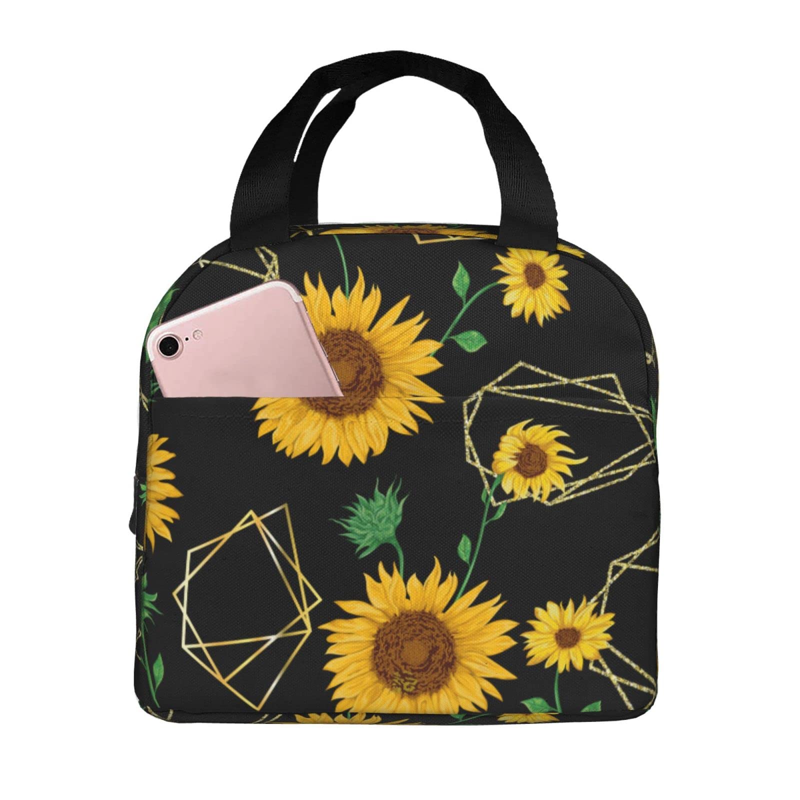 Insulated Sunflower Lunch Bag - Reusable & Portable Cooler Tote for Men & Women - Perfect for Office, School, Picnic & Outdoor Activities