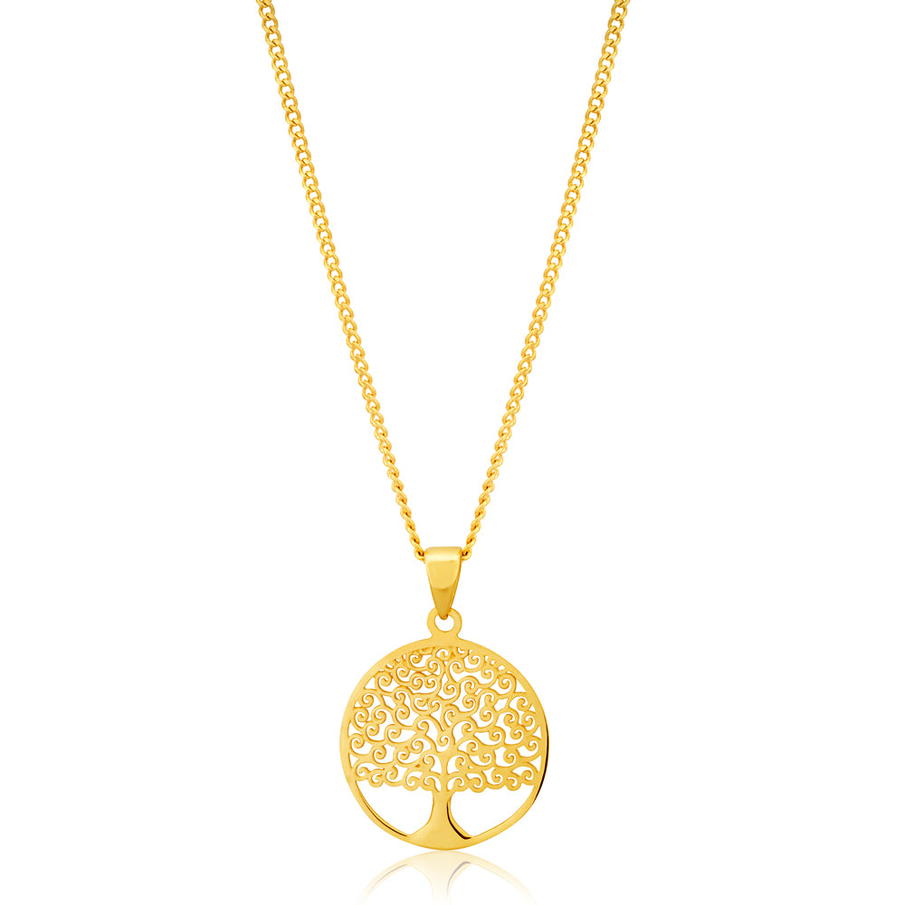 9ct Yellow Gold 16mm Tree of Life Pendant Necklace - Spiritual Jewelry for Women, Gift for Nature Lovers - Perfect for Meditation, Yoga & Everyday Wear