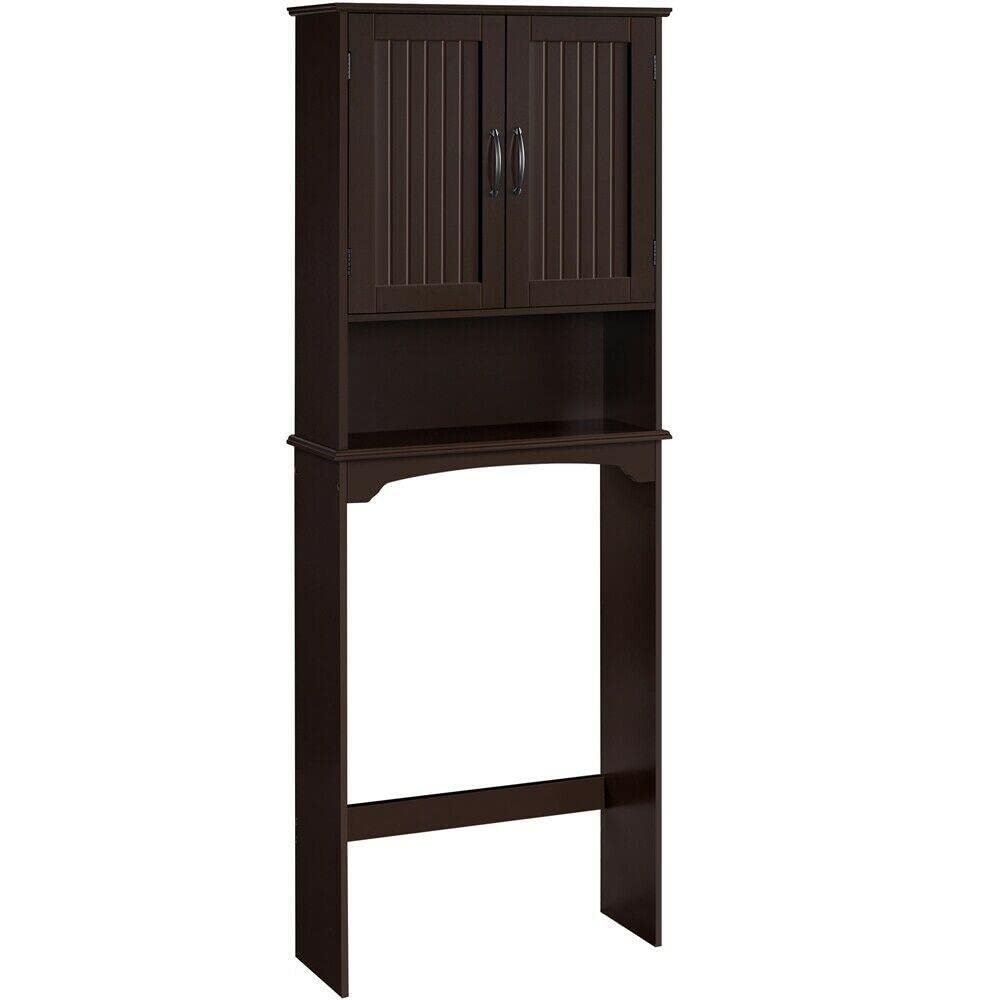 Over The Toilet Storage Cabinet - 2 Door Bathroom Organizer with Adjustable Shelf, White Bathroom Furniture for Small Spaces - Perfect for Towels, Toiletries & Bath Accessories Storage in Apartments, Dorms & Compact Bathrooms