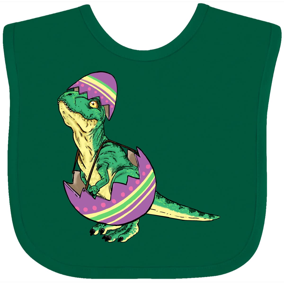 Inktastic Easter Baby T-Rex in Easter Egg Dinosaur Bib - Soft Cotton Drool Bib for Infants, Perfect for Easter Photos, Baby Showers & Holiday Gifts