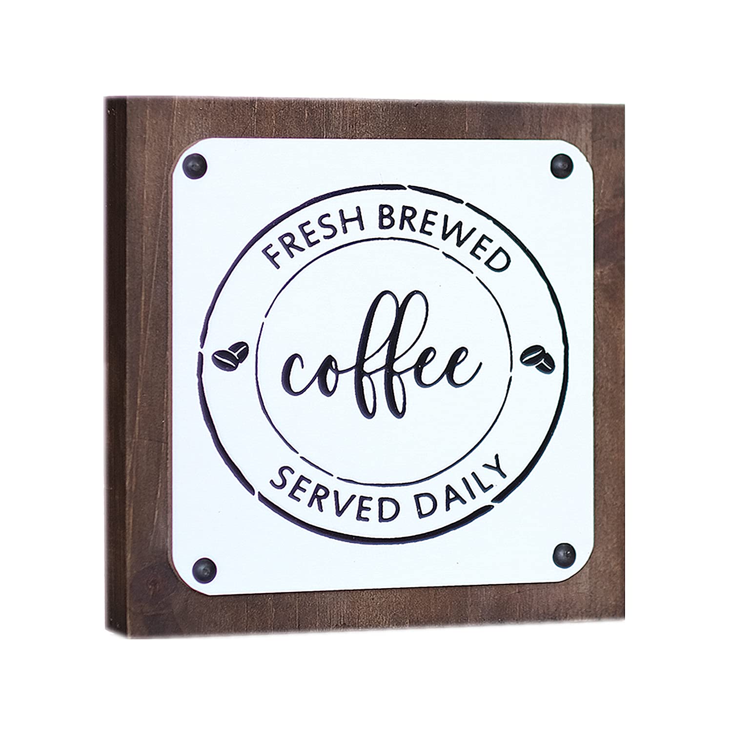 Lavender Fresh Brewed Coffee Sign - Rustic Wood Farmhouse Decor for Coffee Bar, Kitchen & Coffee Station - 7x7 Inch - Perfect for Home, Café & Office Décor