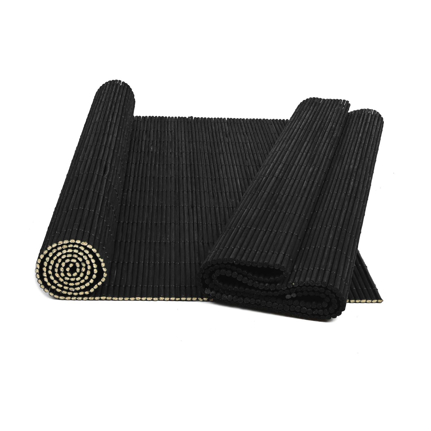 Premium 2-Pack Bamboo Placemats for Dining Table - Eco-Friendly, Heat Resistant & Stain Proof Kitchen Table Mats (Black) - Perfect for Family Dinners, Holiday Gatherings & Everyday Use