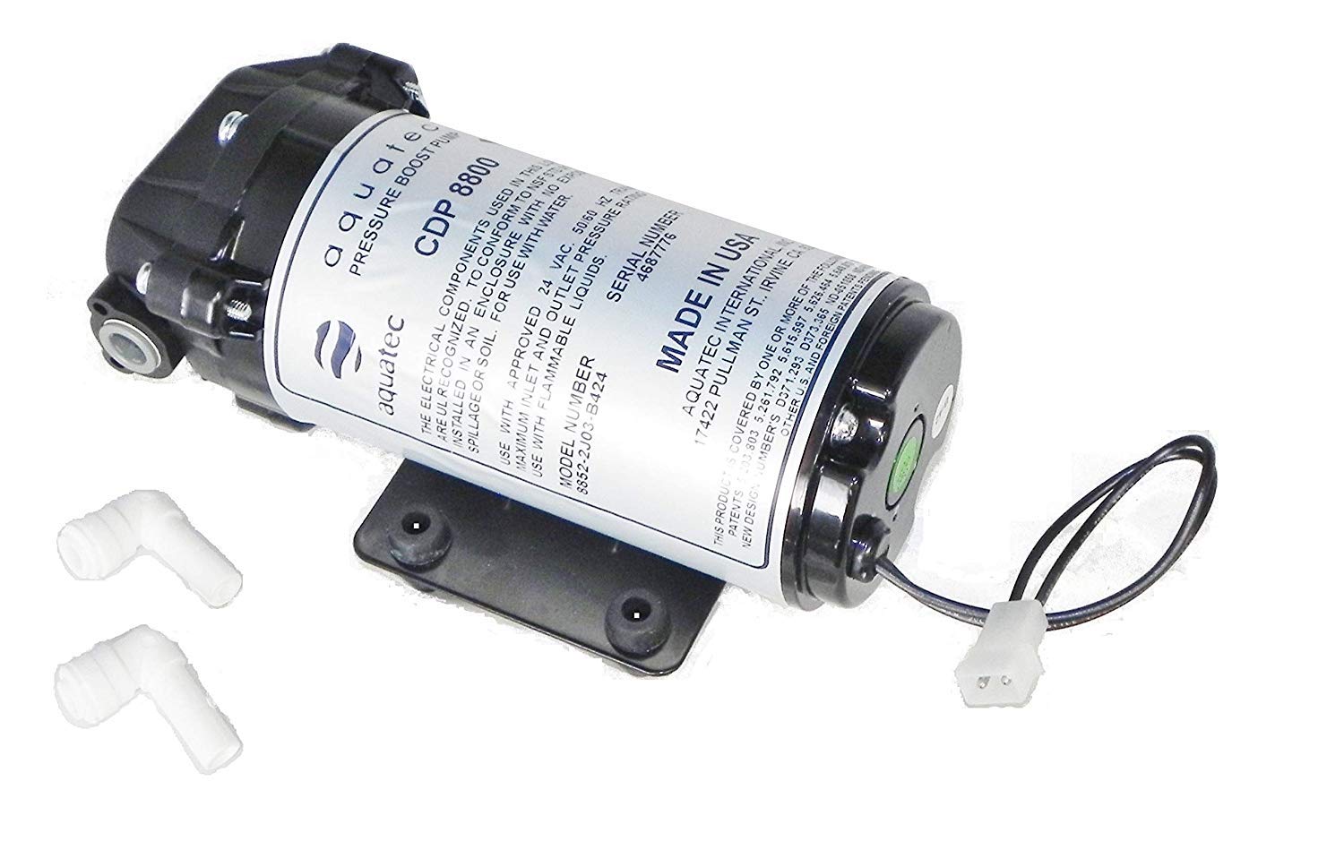 Aquatec CDP 8800 High Flow Reverse Osmosis Booster Pump 100-200 GPD, 24VAC, 1/4