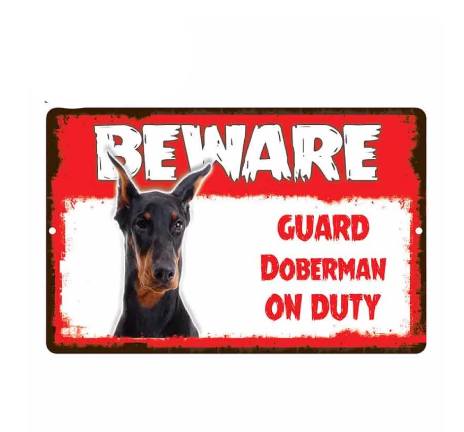 Funny 15Cm Car Sticker - Beware Guard Doberman Dog On Duty Novelty Aluminum Metal Sign for Car Styling, Home, Office & Garage Decoration