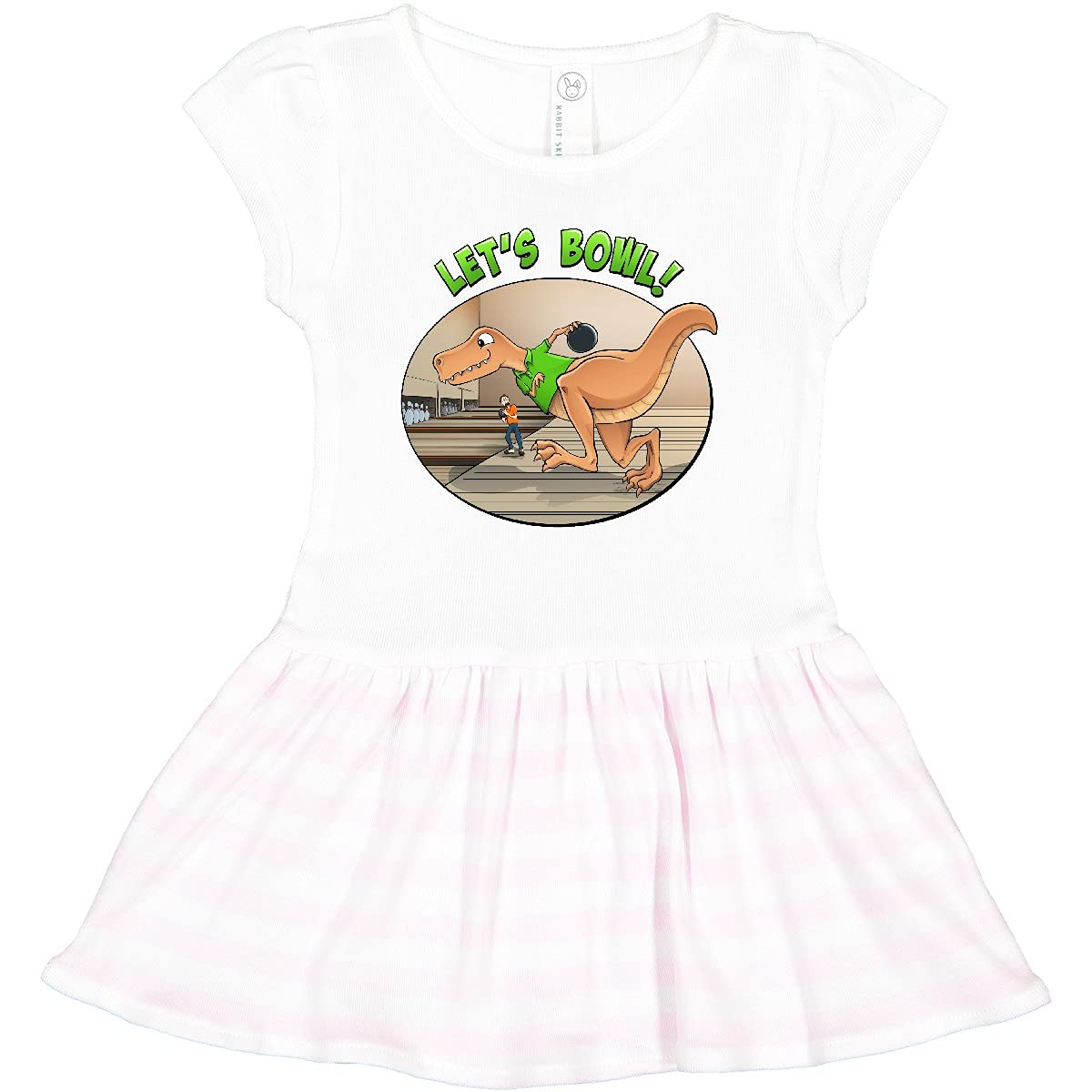Inktastic Let's Bowl Tyrannosaurus Rex Dinosaur Toddler Dress - Cute Dino Print Casual Outfit for Girls & Boys, Perfect for Birthday Parties, Playdates & Family Gatherings