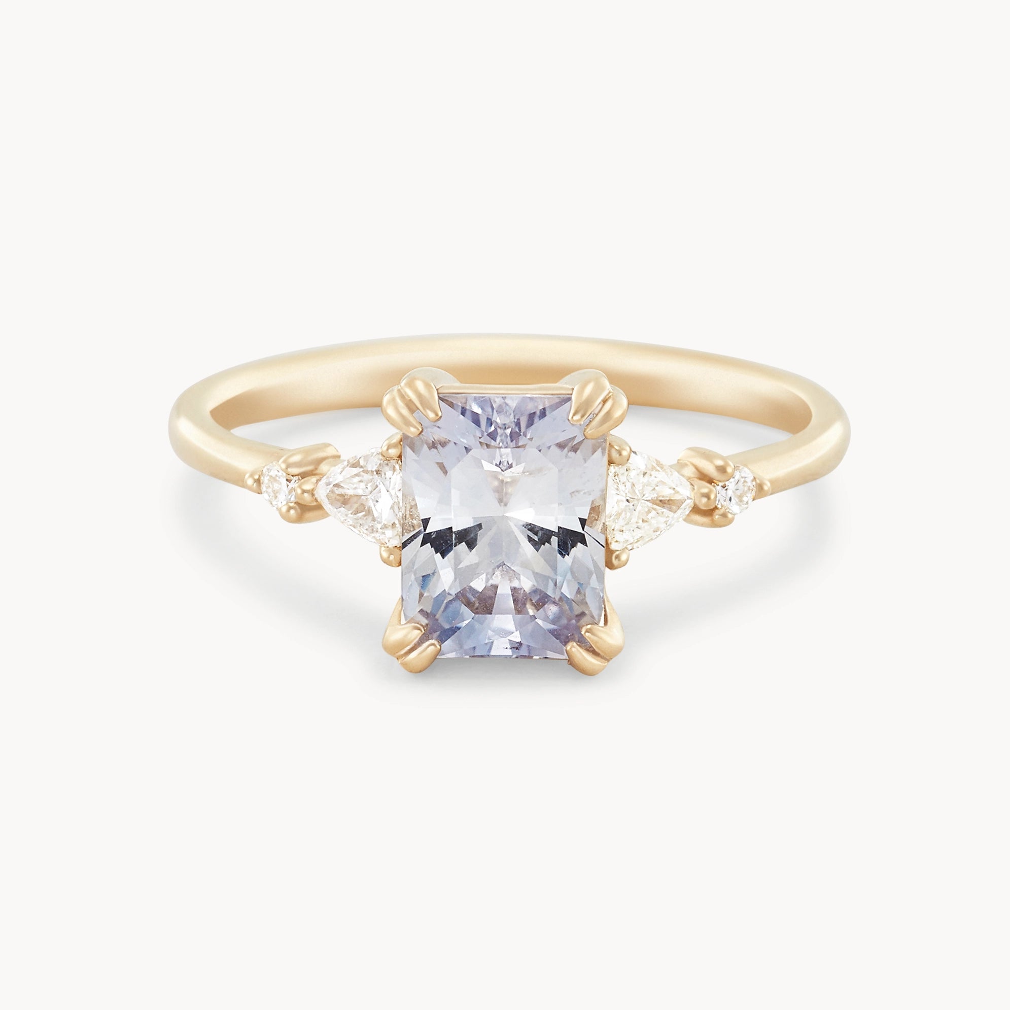 Unique 14K Yellow Gold Twilight Mist Ring with Lavender Sapphire - Elegant Jewelry for Weddings, Anniversaries & Special Occasions