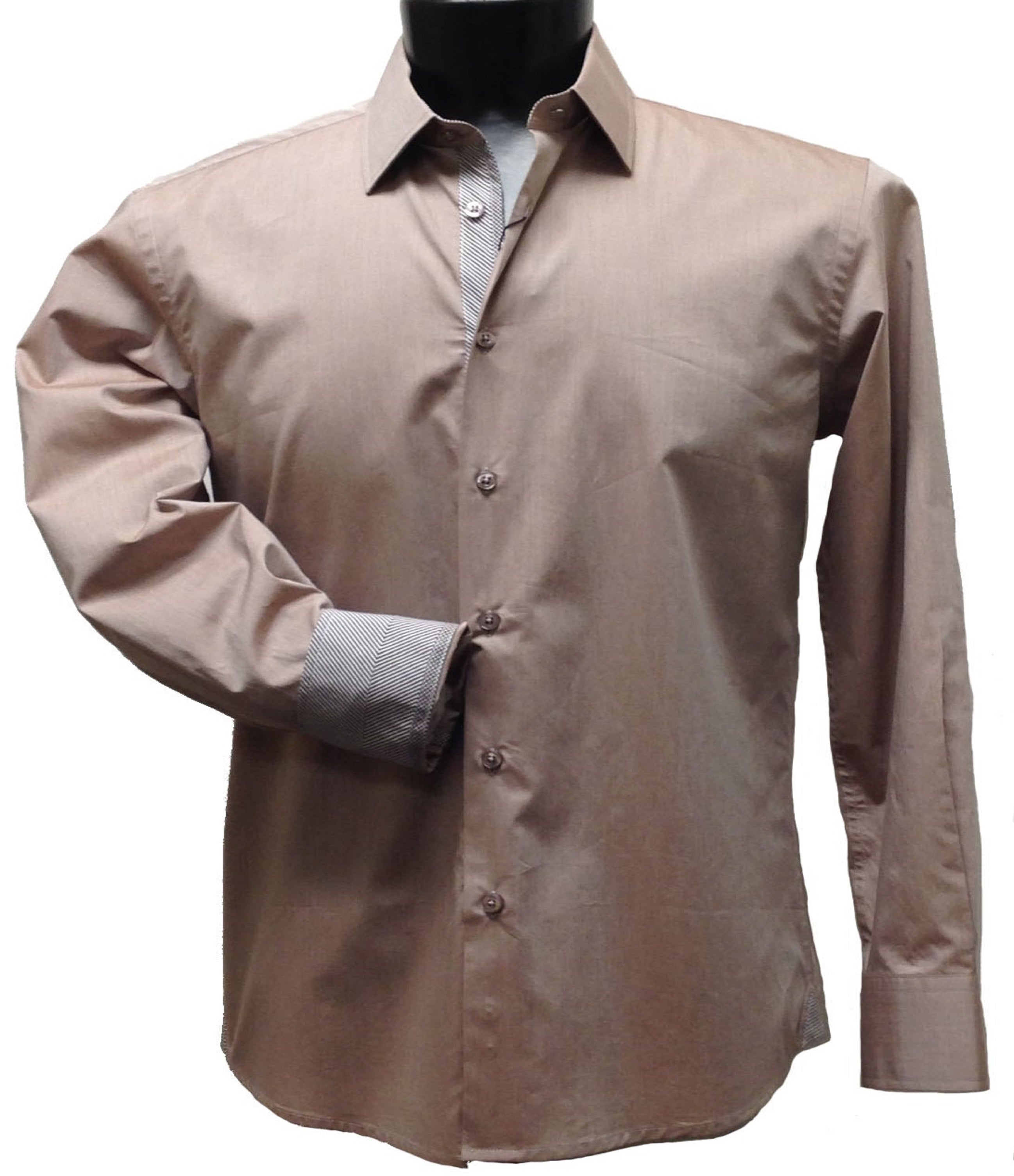 Cado Long Sleeve Tan Shirt for Men - Soft Cotton Casual Button Down Shirt | Perfect for Office, Date Night & Outdoor Activities