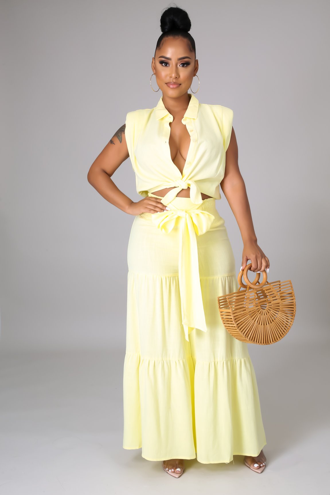 Stylish Yellow 2-Piece Pant Set for Women - Comfortable Lounge & Casual Outfit - Perfect for Beach, Travel, and Relaxation