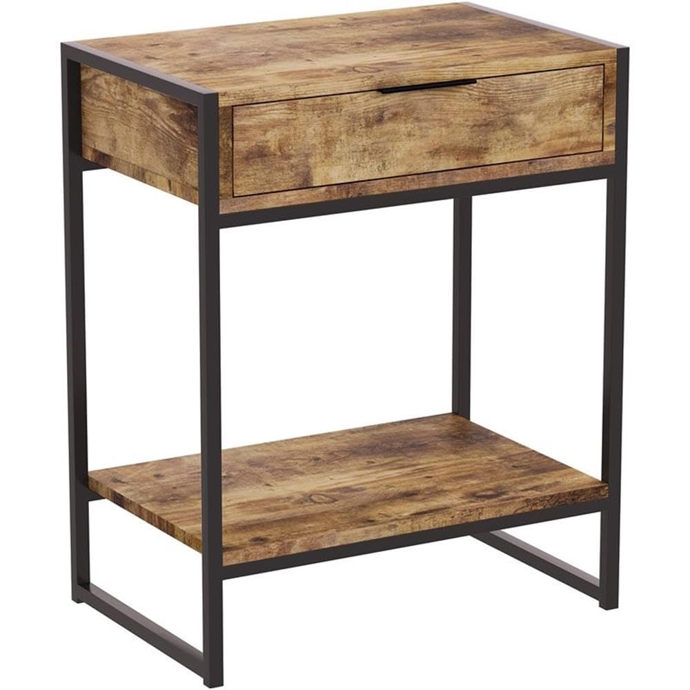Safdie & Co. Brown Wooden Accent Table - Modern Side Table for Living Room, Bedroom & Office - Perfect for Coffee, Books & Decor