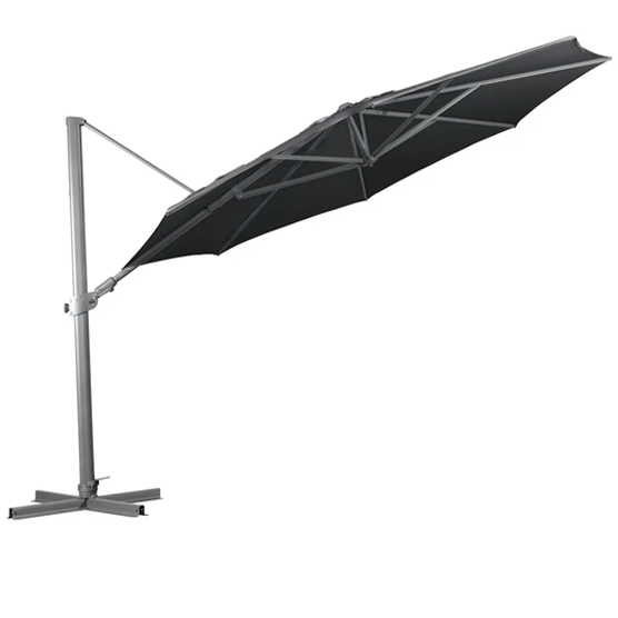 Shelta Regis Cantilever Umbrella - 11.5ft Octagonal Patio Umbrella with O'bravia™ Sun-Resistant Fabric in Black - Perfect for Poolside, Backyard, and Outdoor Dining Areas