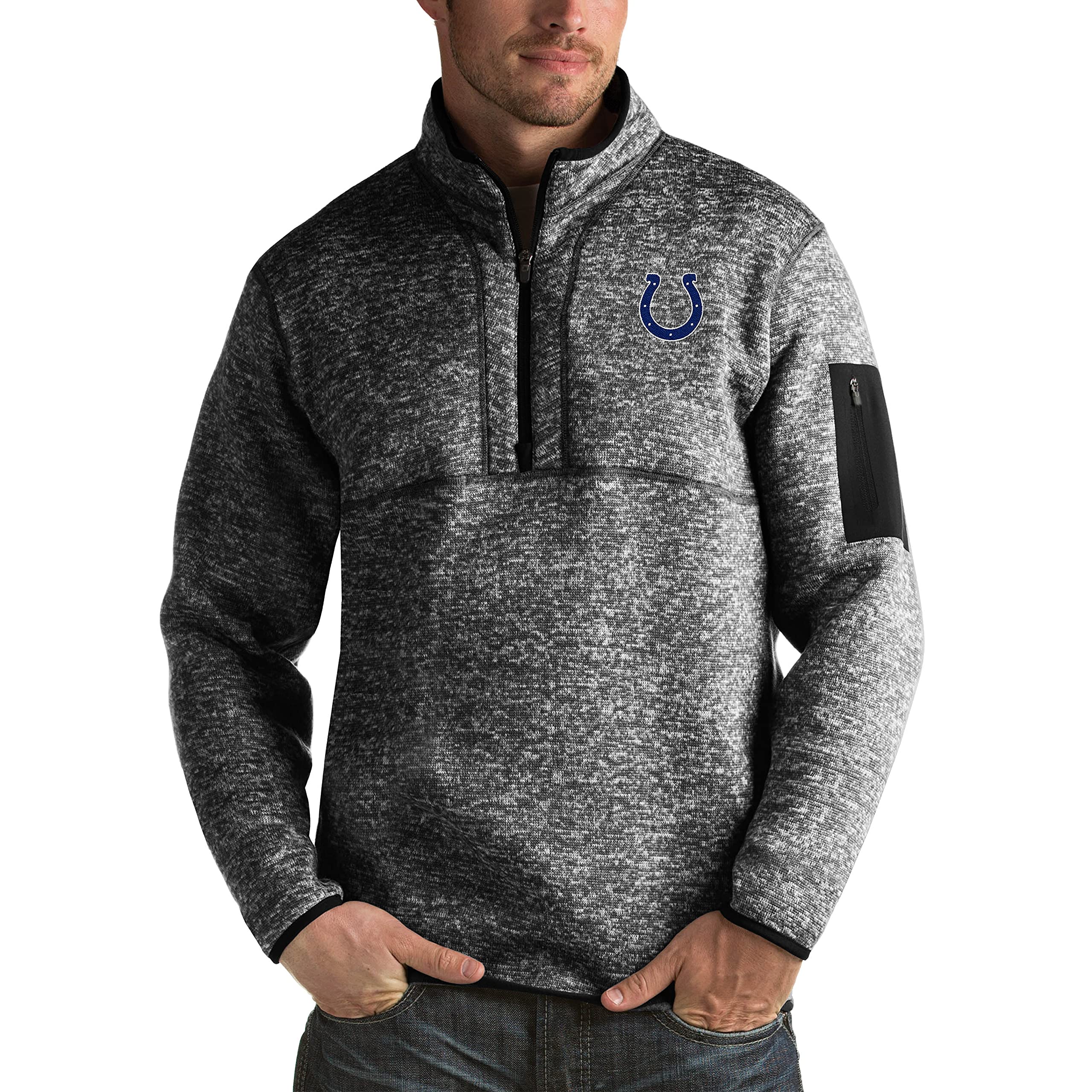 Antigua Men's NFL Fortune Big & Tall Quarter-Zip Pullover Jacket - Football Fan Outerwear for Game Day & Casual Wear