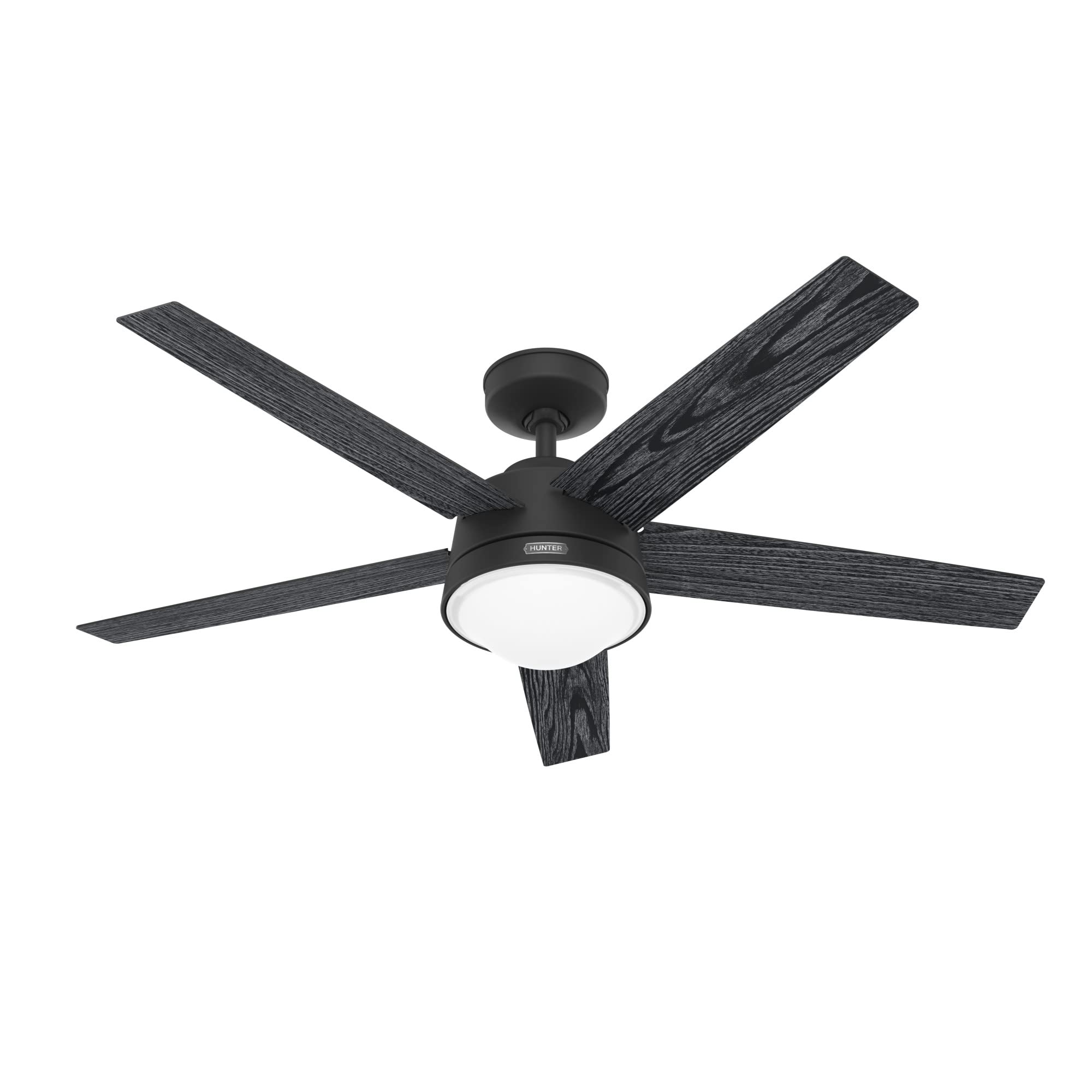 Hunter Fan Company 51570 Lykke 52-Inch Matte Black Ceiling Fan with Light Kit - Perfect for Bedroom, Living Room & Outdoor Patio Cooling