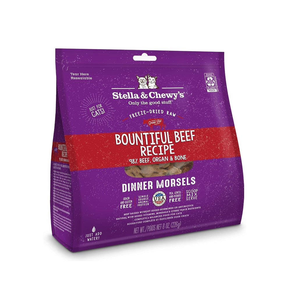 Grain-Free Freeze-Dried Bountiful Beef Dinner Morsels for Cats - High-Protein Natural Cat Food for Indoor & Outdoor Cats - Perfect for Travel, Training & Treats