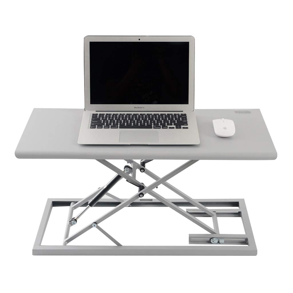 Adjustable Height Standing Desk Converter - Ergonomic Folding Laptop Riser Workstation for Home Office & Study | Portable Computer Desk with Lift Mechanism | Perfect for Remote Work, Gaming & Online Classes (Gray)